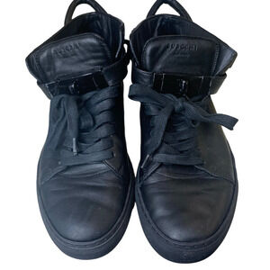 Buscemi 100MM High Top Black Leather Sneakers Padlock Made in Italy Mens 7 US